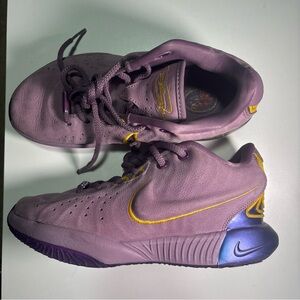 Nike LeBron  Lavender and Gold Athletic Shoes